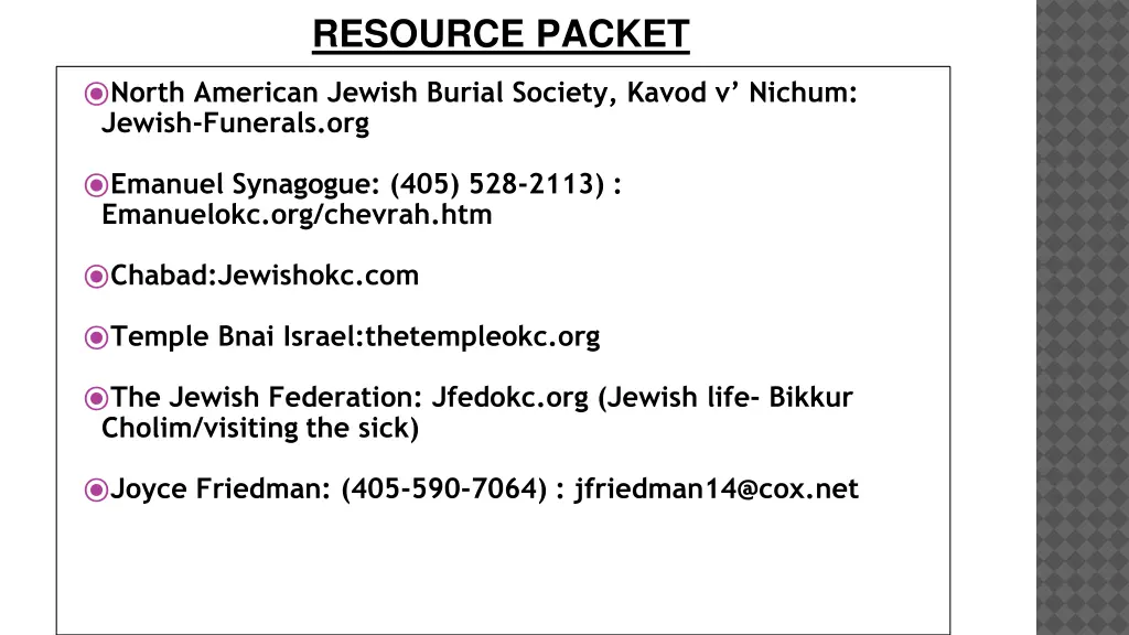 resource packet