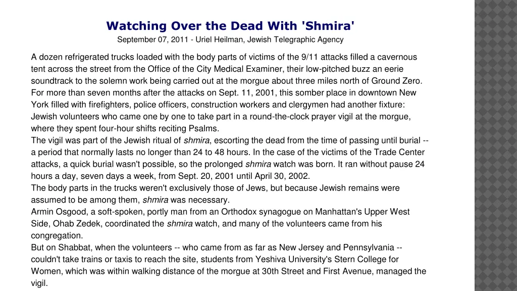 watching over the dead with shmira september