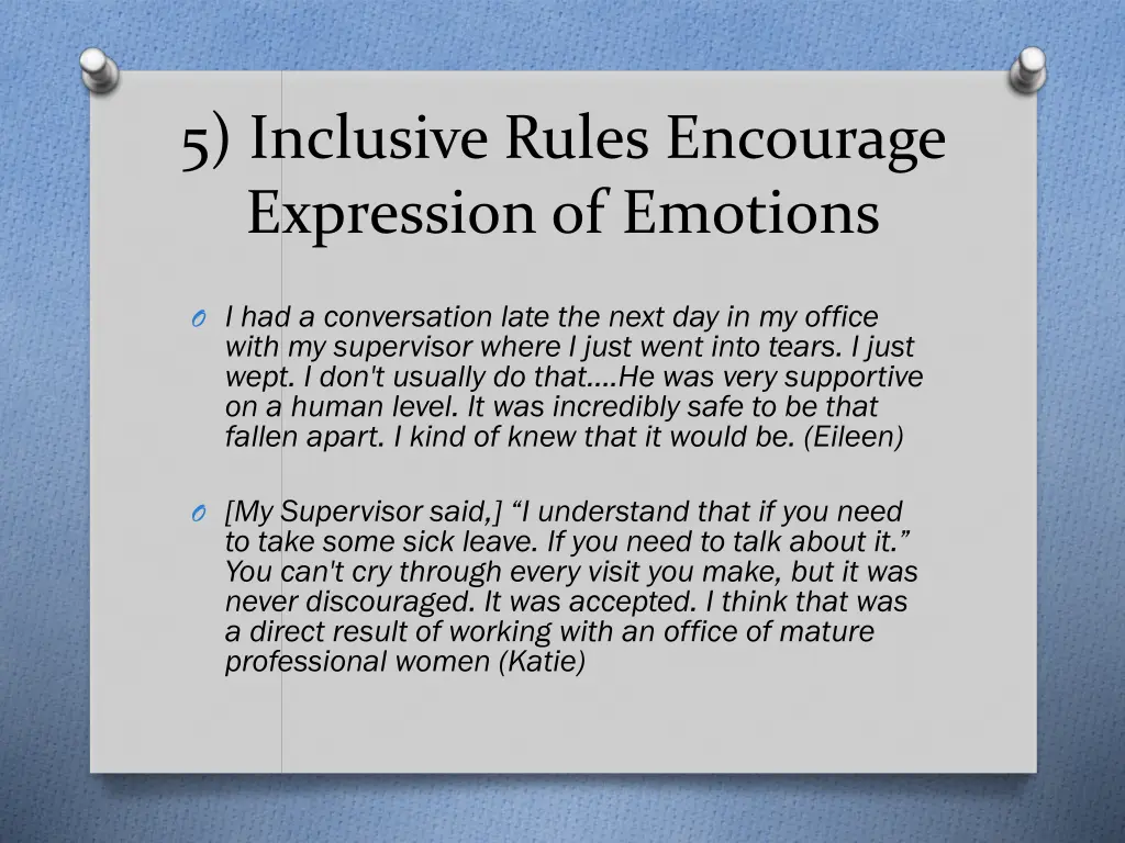 5 inclusive rules encourage expression of emotions