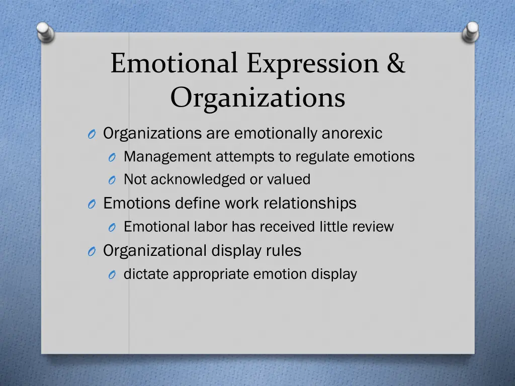 emotional expression organizations