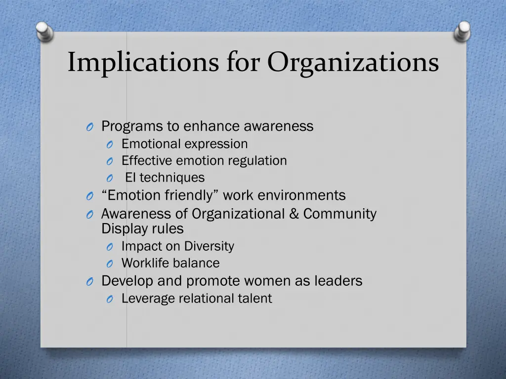 implications for organizations