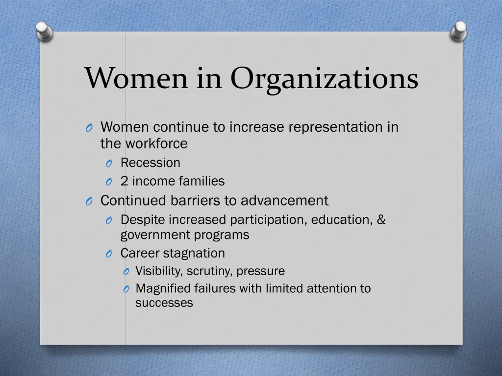 women in organizations