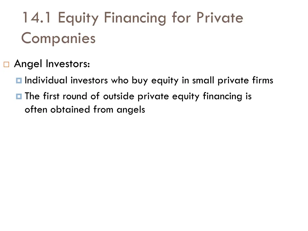 14 1 equity financing for private companies 1