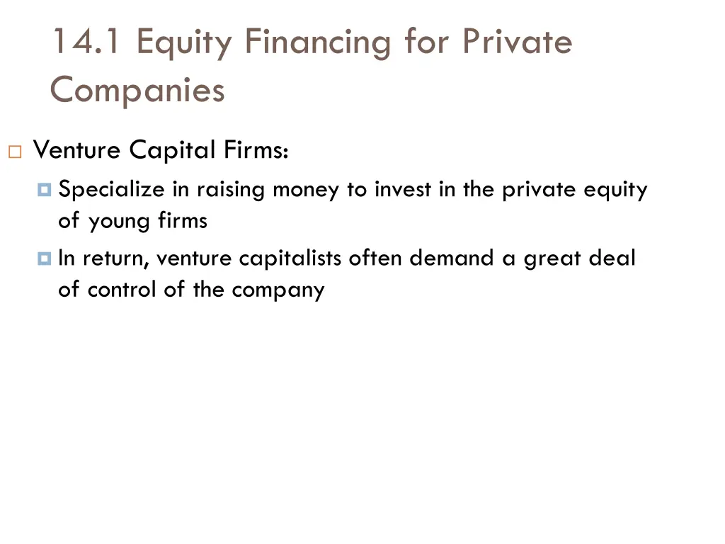 14 1 equity financing for private companies 2