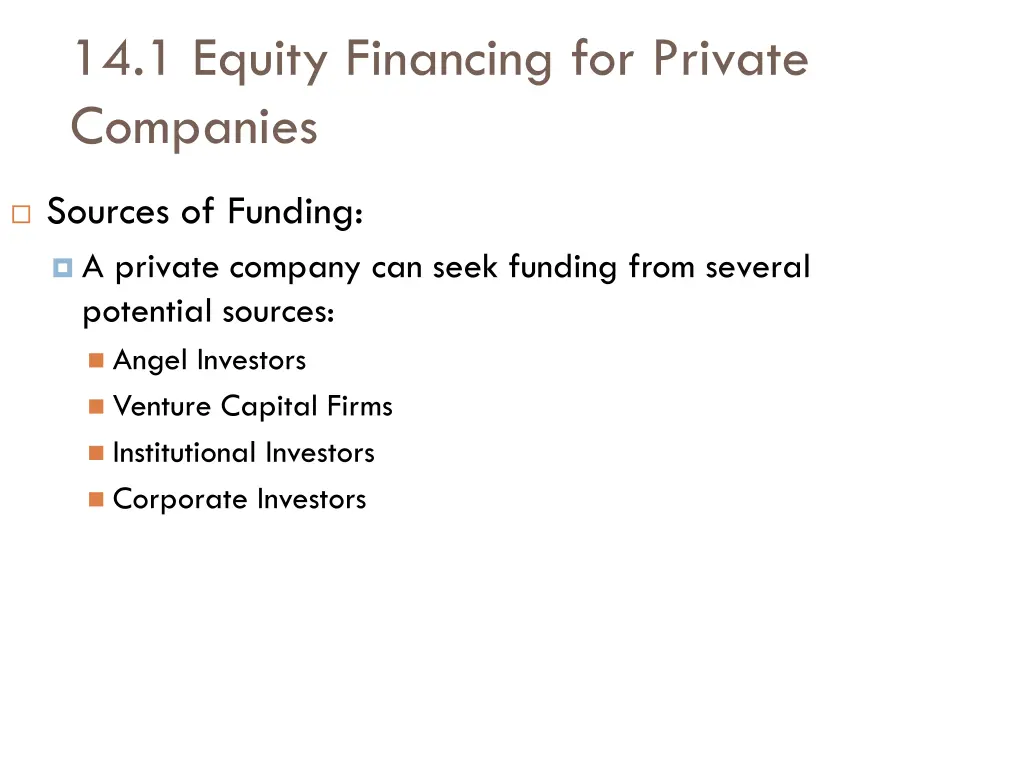 14 1 equity financing for private companies