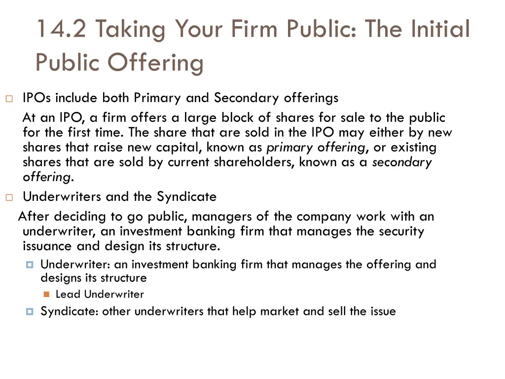 14 2 taking your firm public the initial public 3