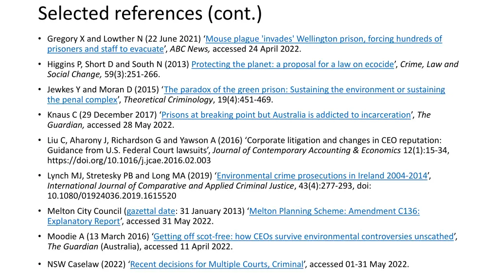 selected references cont 1