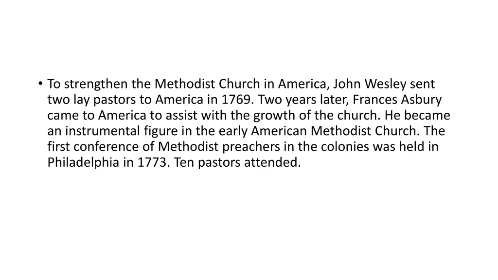 to strengthen the methodist church in america