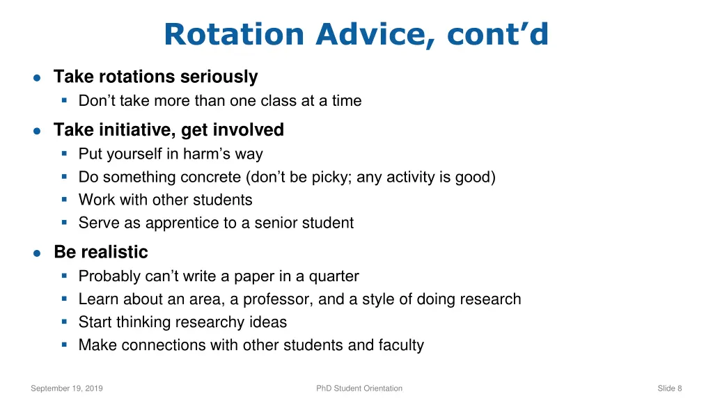 rotation advice cont d