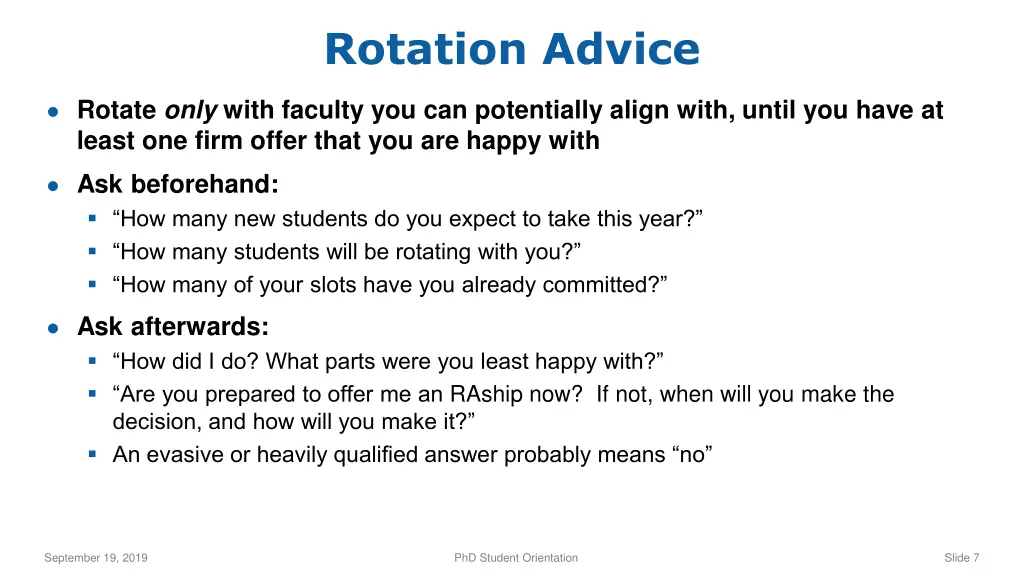 rotation advice