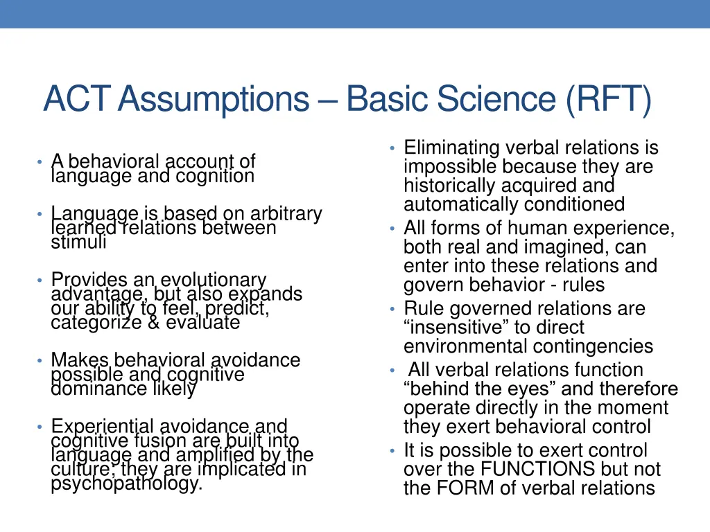 act assumptions basic science rft