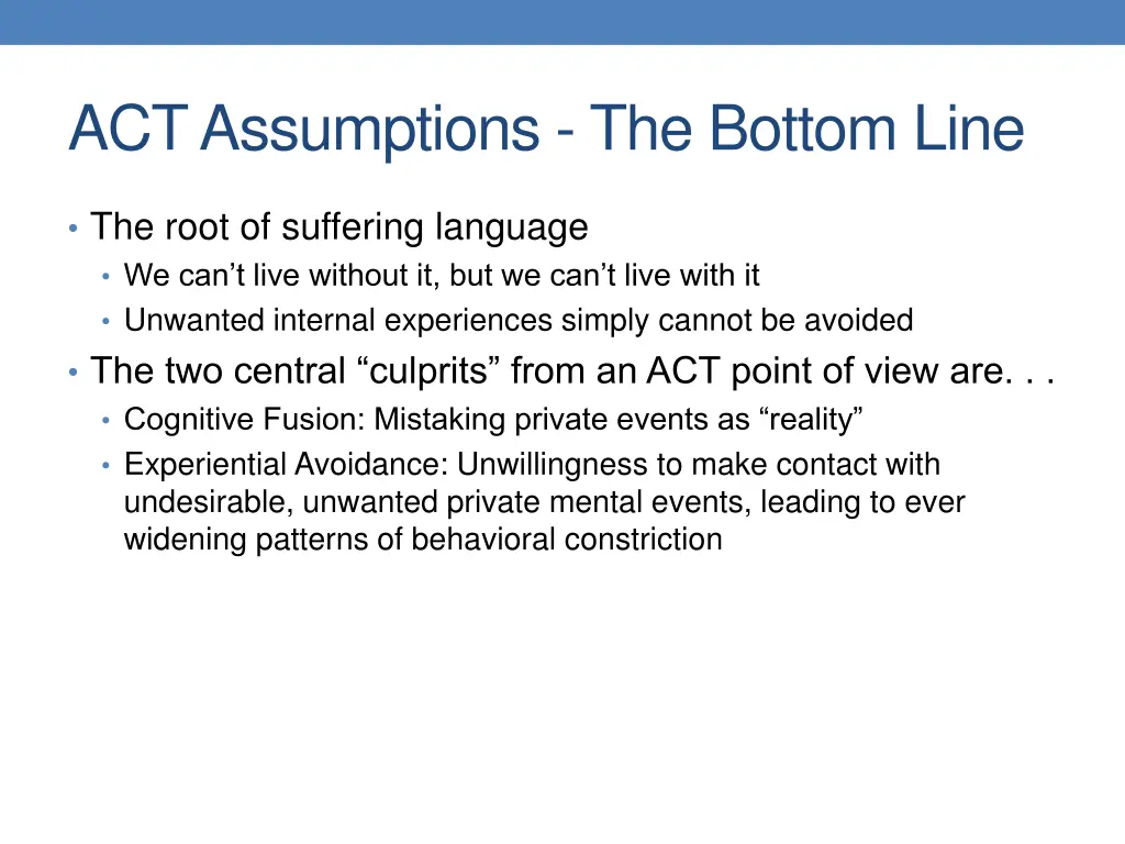 act assumptions the bottom line