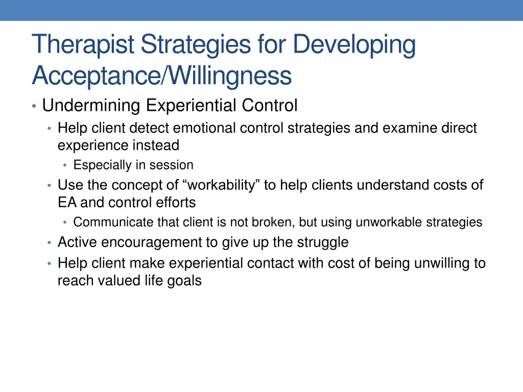 therapist strategies for developing acceptance