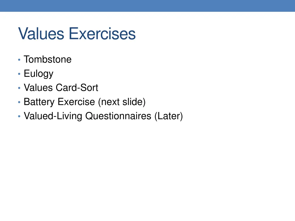 values exercises