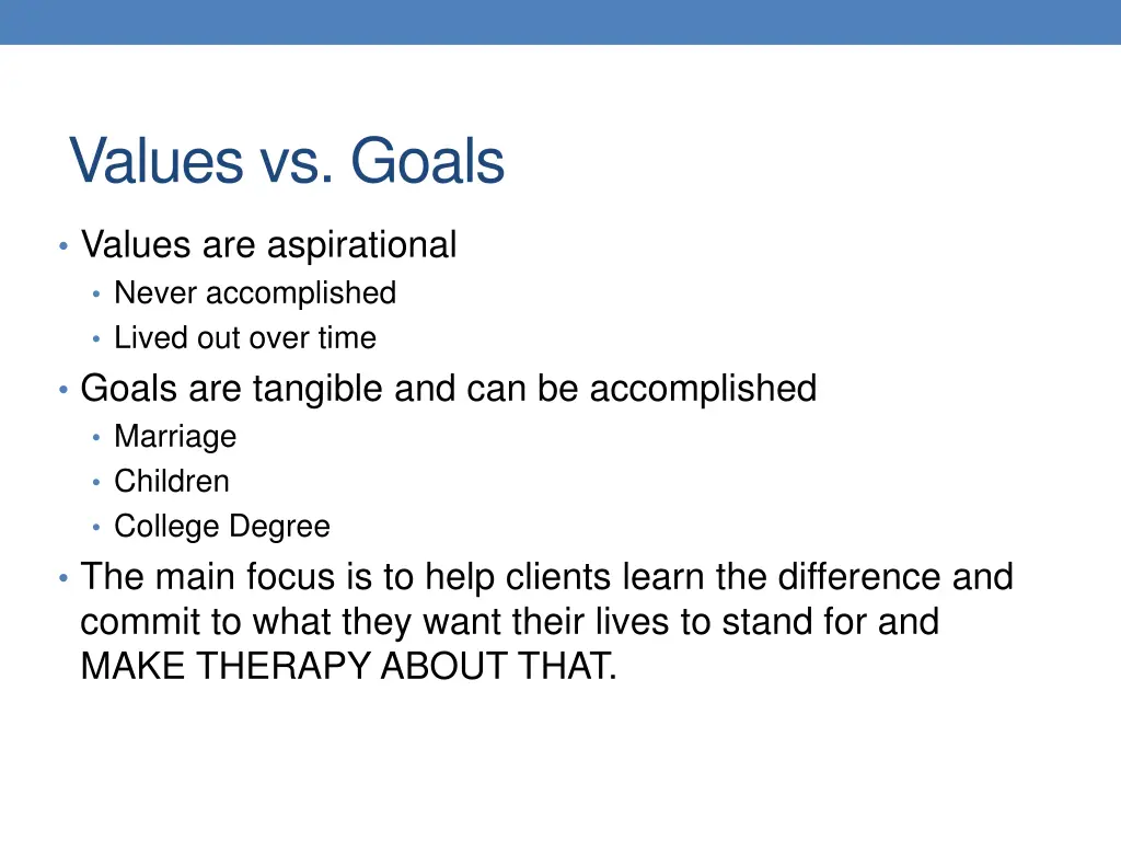 values vs goals