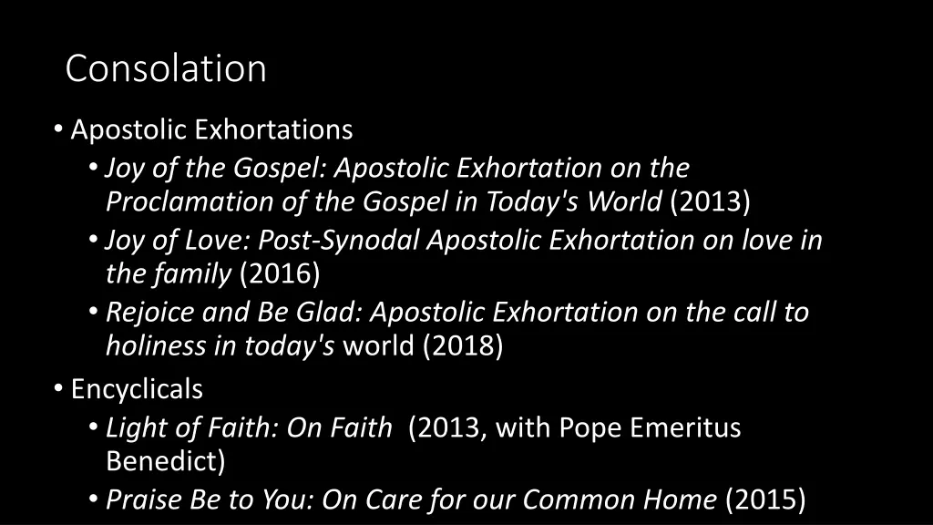 consolation publications by pope francis 1