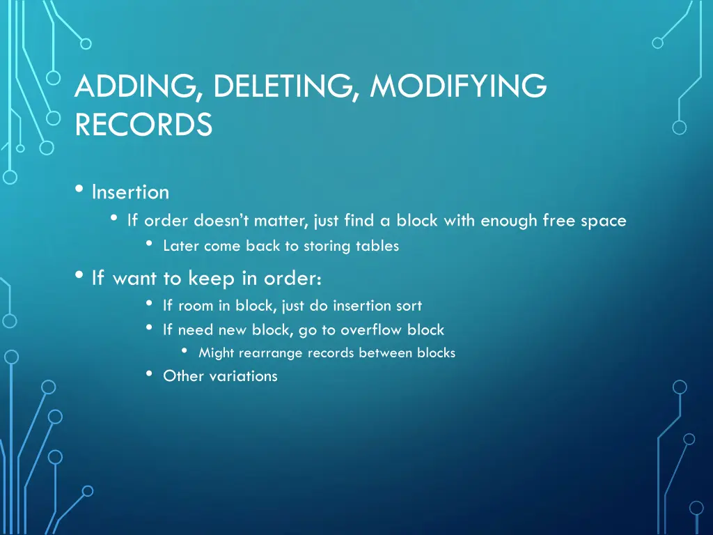 adding deleting modifying records