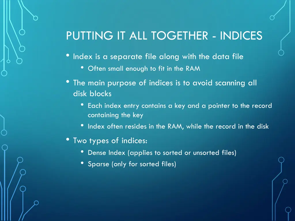 putting it all together indices