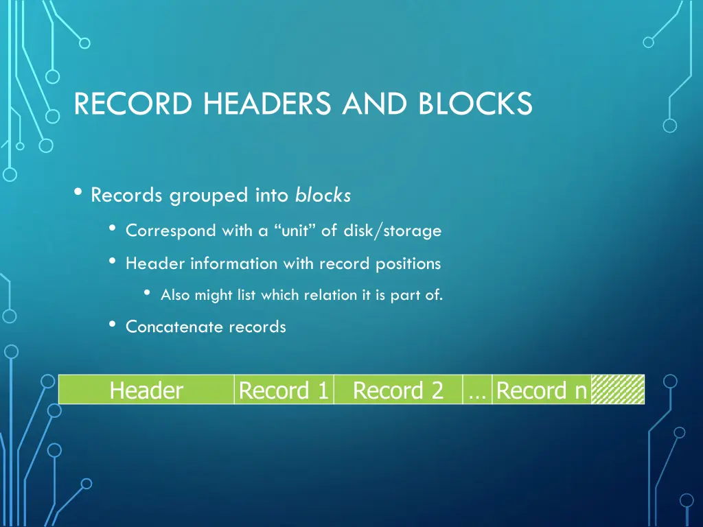 record headers and blocks