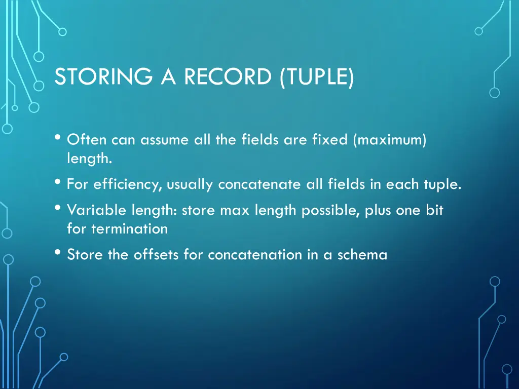 storing a record tuple