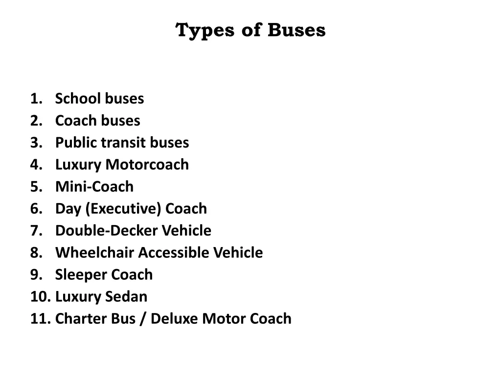 types of buses