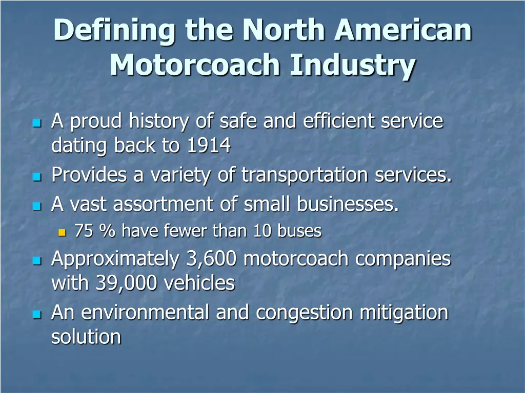 defining the north american motorcoach industry