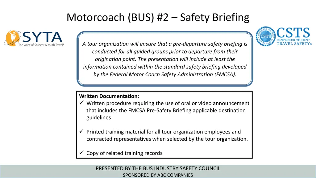 motorcoach bus 2 safety briefing