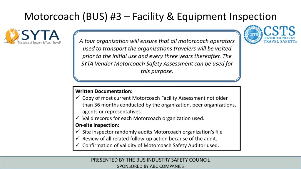 motorcoach bus 3 facility equipment inspection