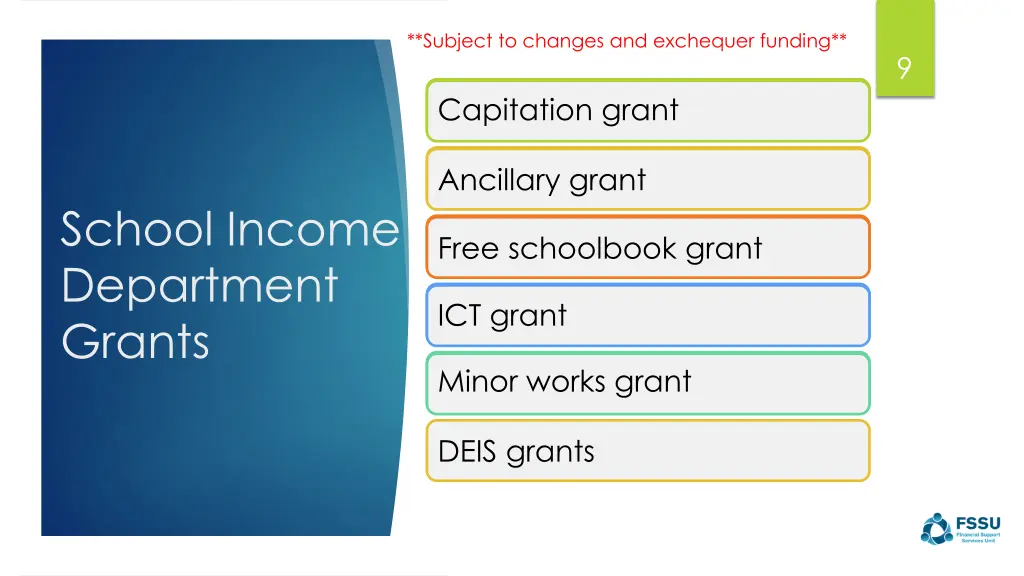 subject to changes and exchequer funding