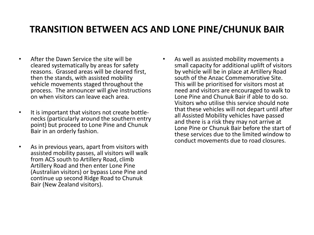 transition between acs and lone pine chunuk bair