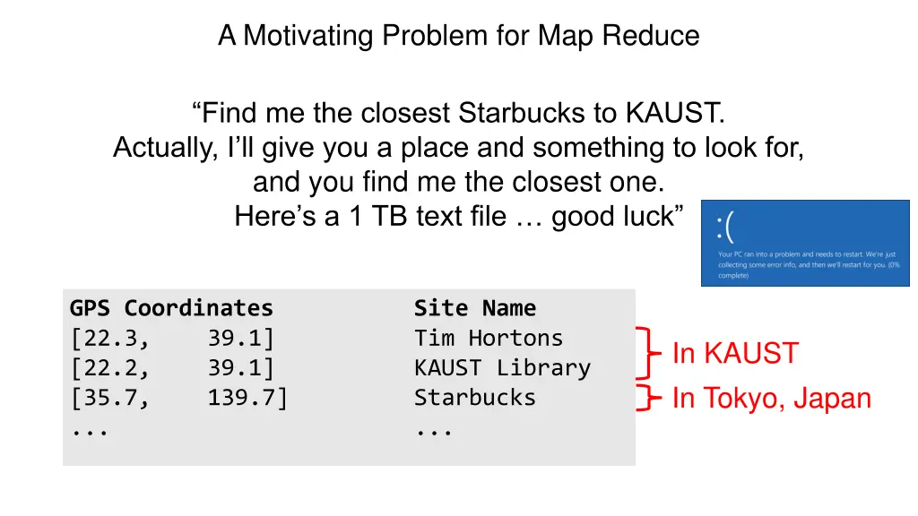 a motivating problem for map reduce