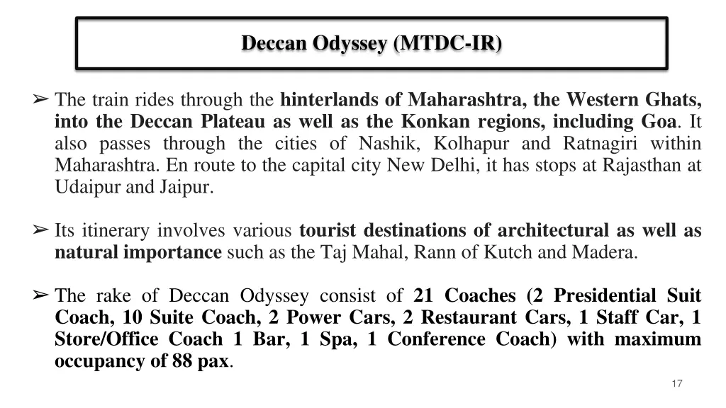 deccan odyssey mtdc ir 1