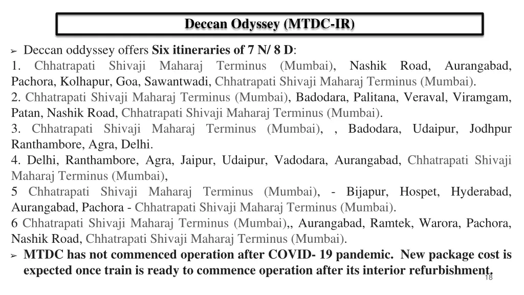 deccan odyssey mtdc ir 2