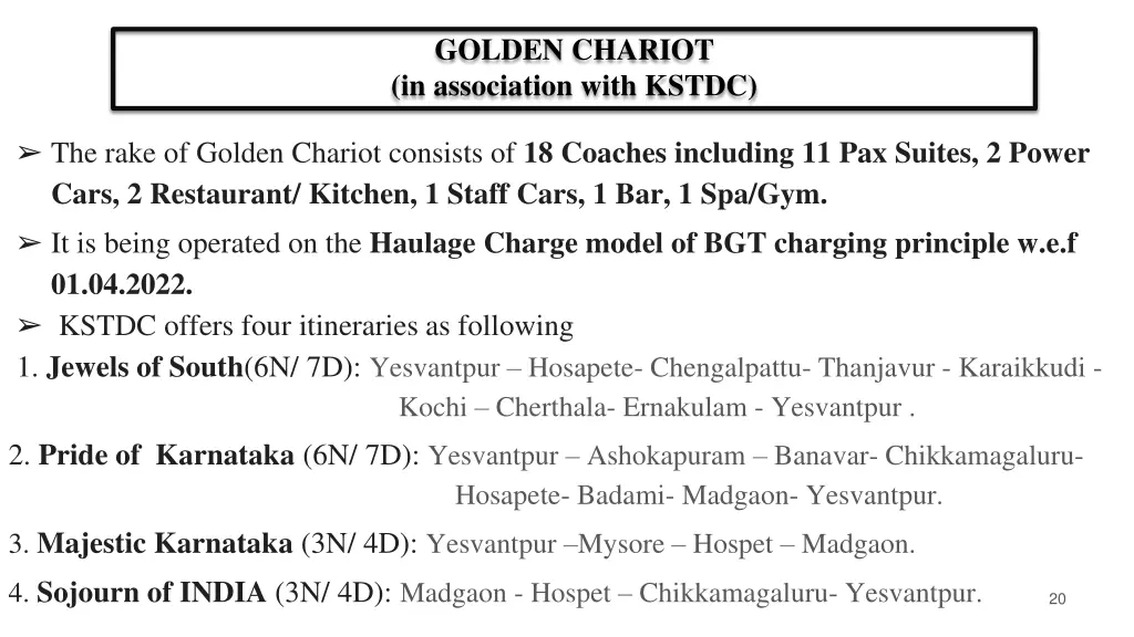 golden chariot in association with kstdc 1