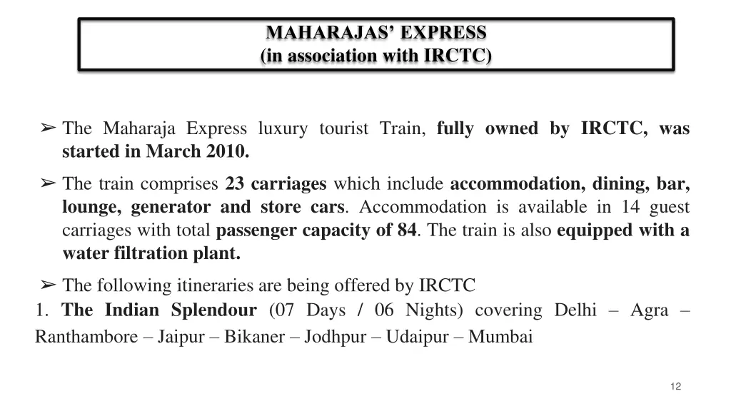 maharajas express in association with irctc