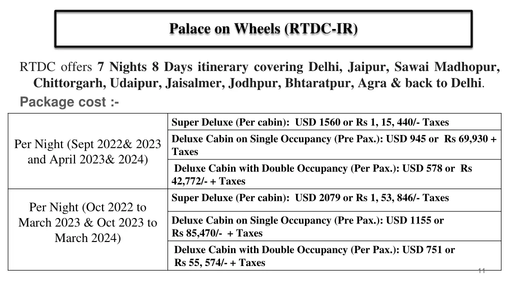 palace on wheels rtdc ir 1