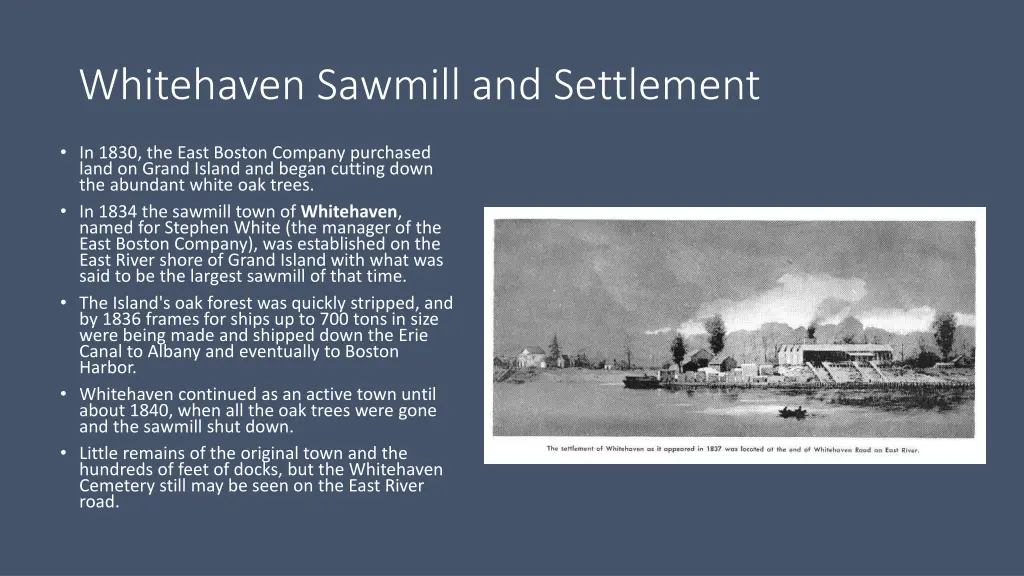 whitehaven sawmill and settlement