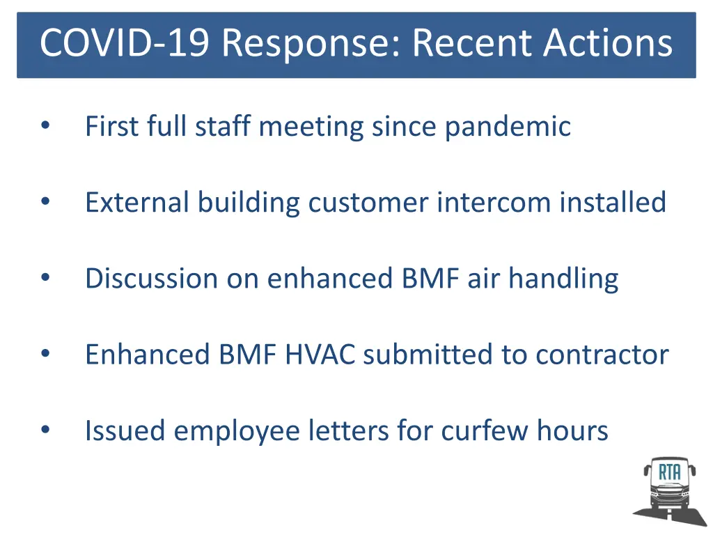 covid 19 response recent actions