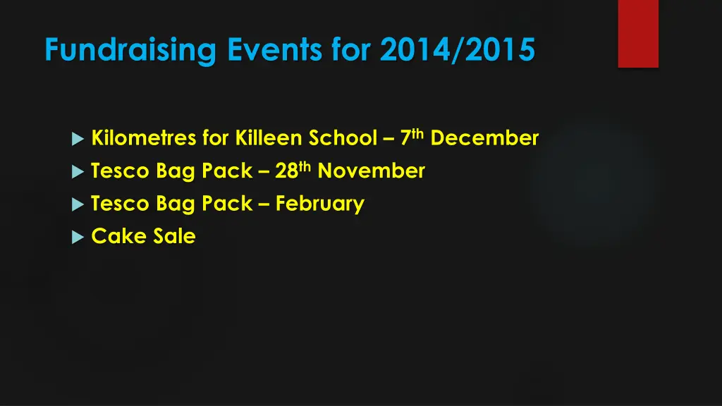 fundraising events for 2014 2015