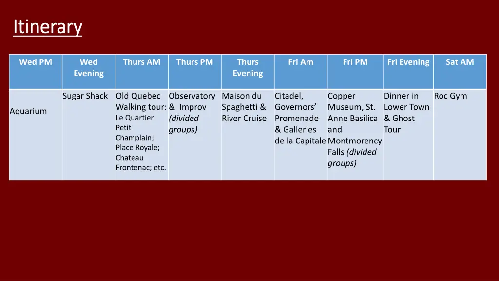 itinerary itinerary