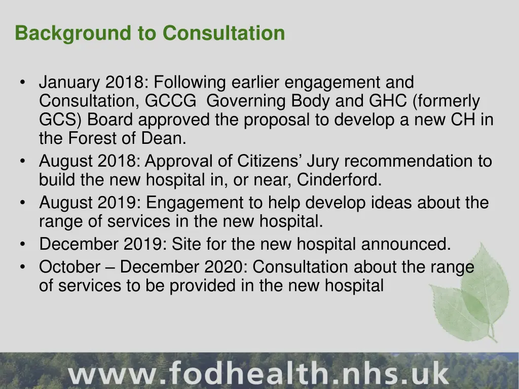 background to consultation