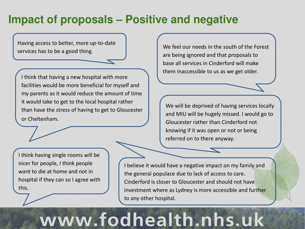 impact of proposals positive and negative