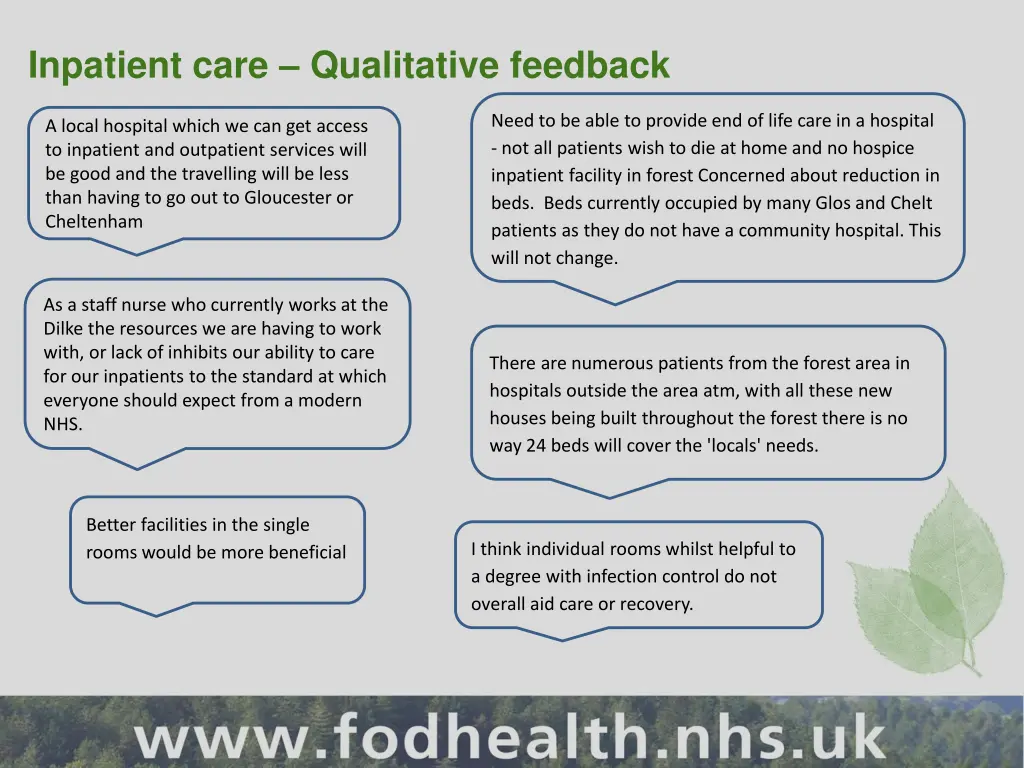 inpatient care qualitative feedback