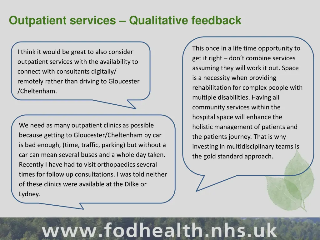 outpatient services qualitative feedback