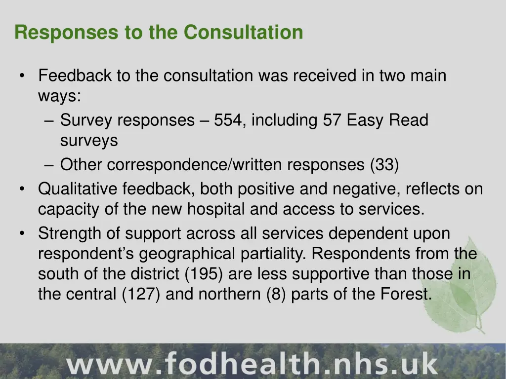 responses to the consultation