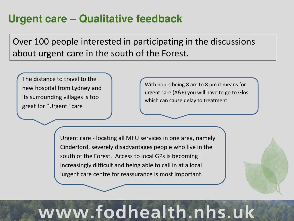 urgent care qualitative feedback