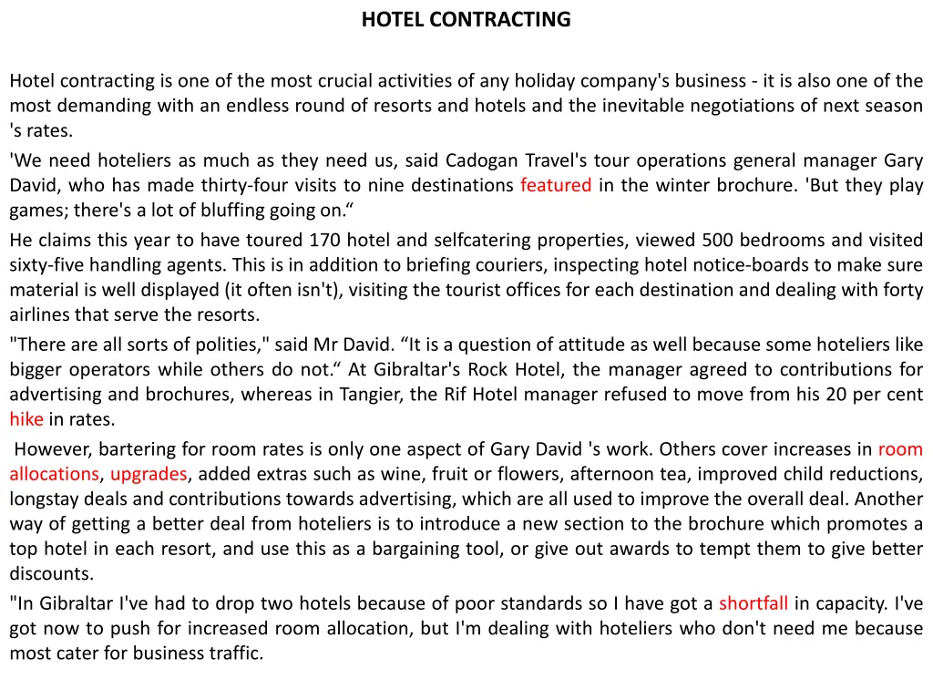 hotel contracting