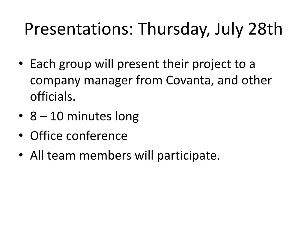 presentations thursday july 28th