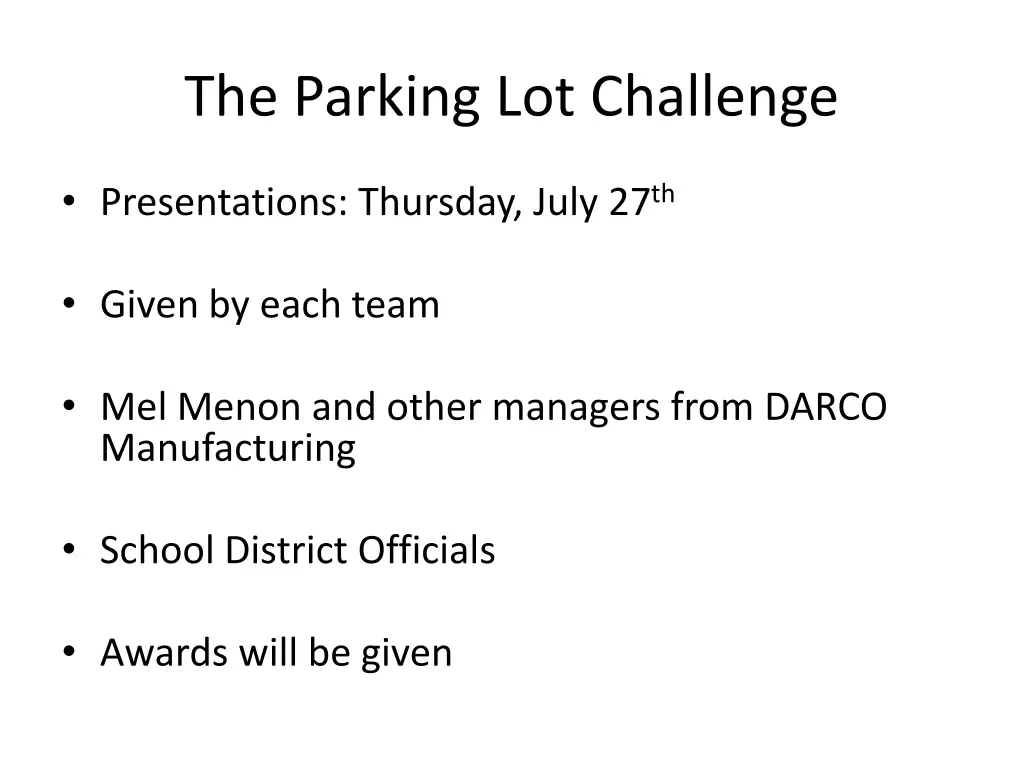 the parking lot challenge 2