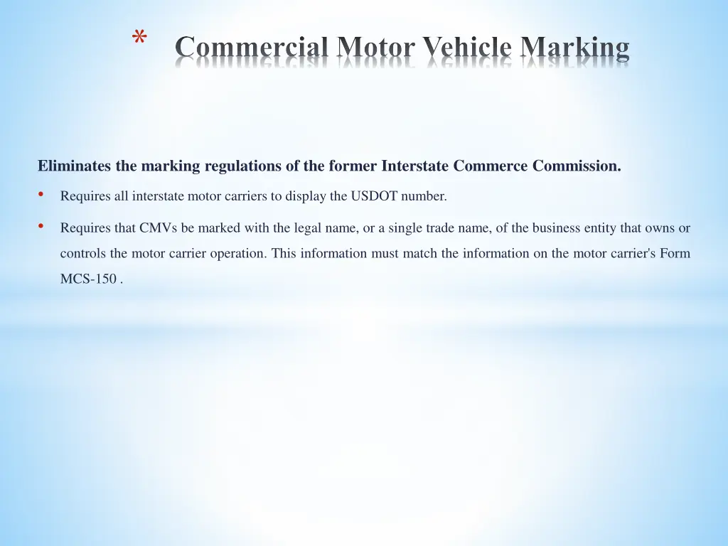 commercial motor vehicle marking